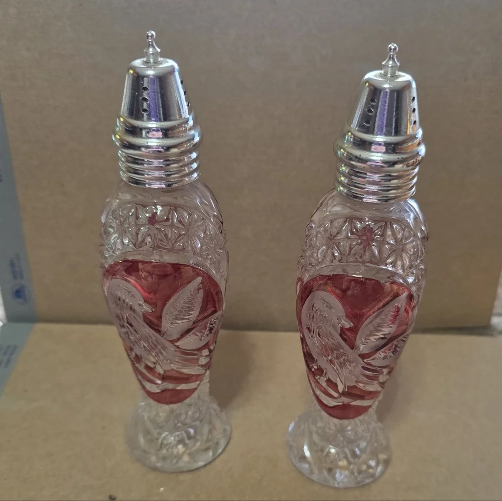 Vtg Hofbauer Byrdes Crystal Salt Pepper Set #210